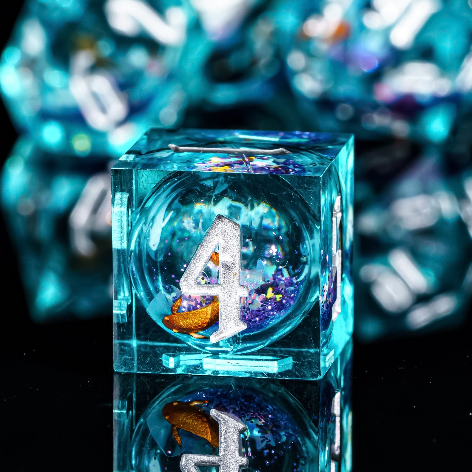 Udixi Polyhedral Custom Logo RPG dungeons and dragons resin sharp edge Liquid core Sticker Dice