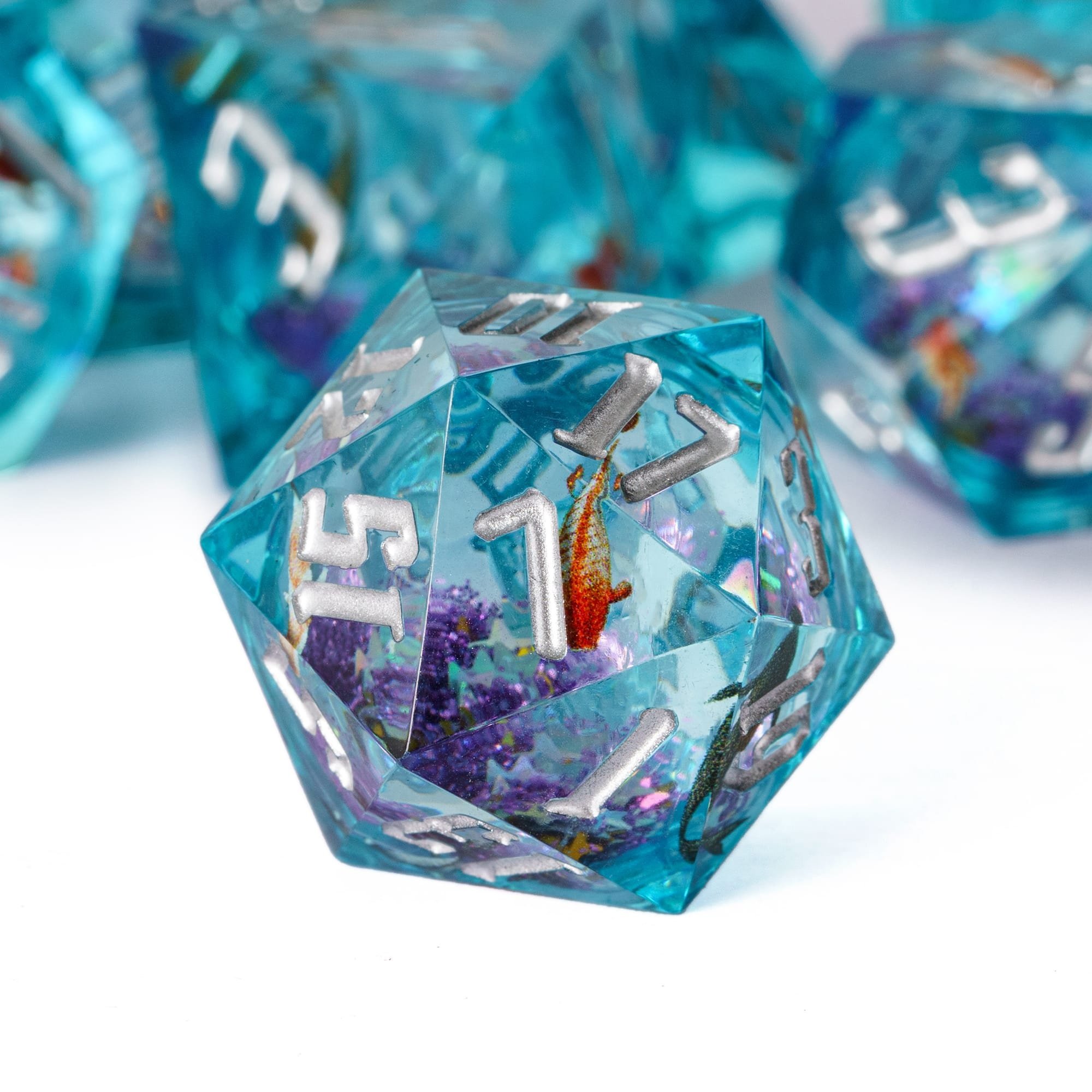 Udixi Polyhedral Custom Logo RPG dungeons and dragons resin sharp edge Liquid core Sticker Dice
