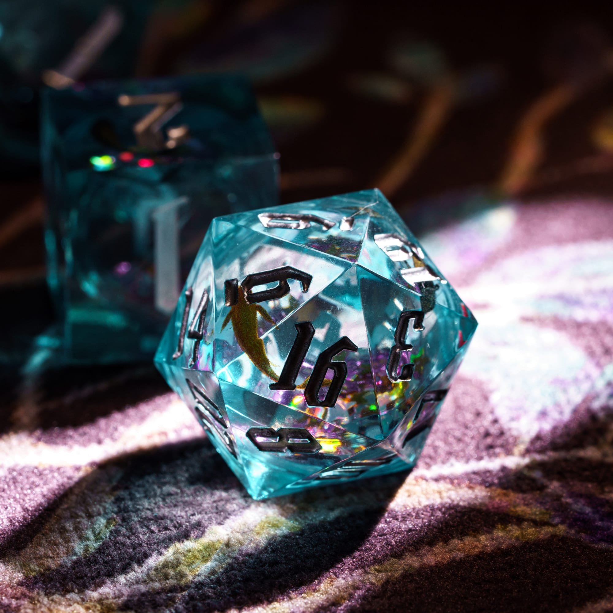 Udixi Polyhedral Custom Logo RPG dungeons and dragons resin sharp edge Liquid core Sticker Dice