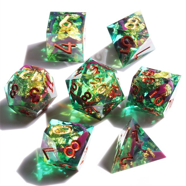 MINI PLANET Handmade Resin Dragon and Dungeon DND RPG Dice Set Sharp Edges Polyhedral Board Game Dice Customizable