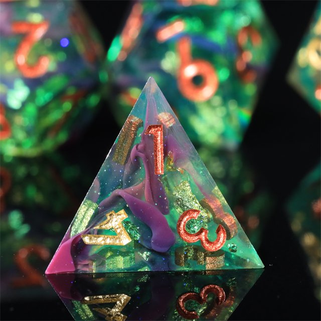 MINI PLANET Handmade Resin Dragon and Dungeon DND RPG Dice Set Sharp Edges Polyhedral Board Game Dice Customizable