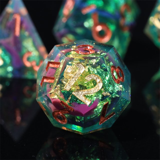 MINI PLANET Handmade Resin Dragon and Dungeon DND RPG Dice Set Sharp Edges Polyhedral Board Game Dice Customizable