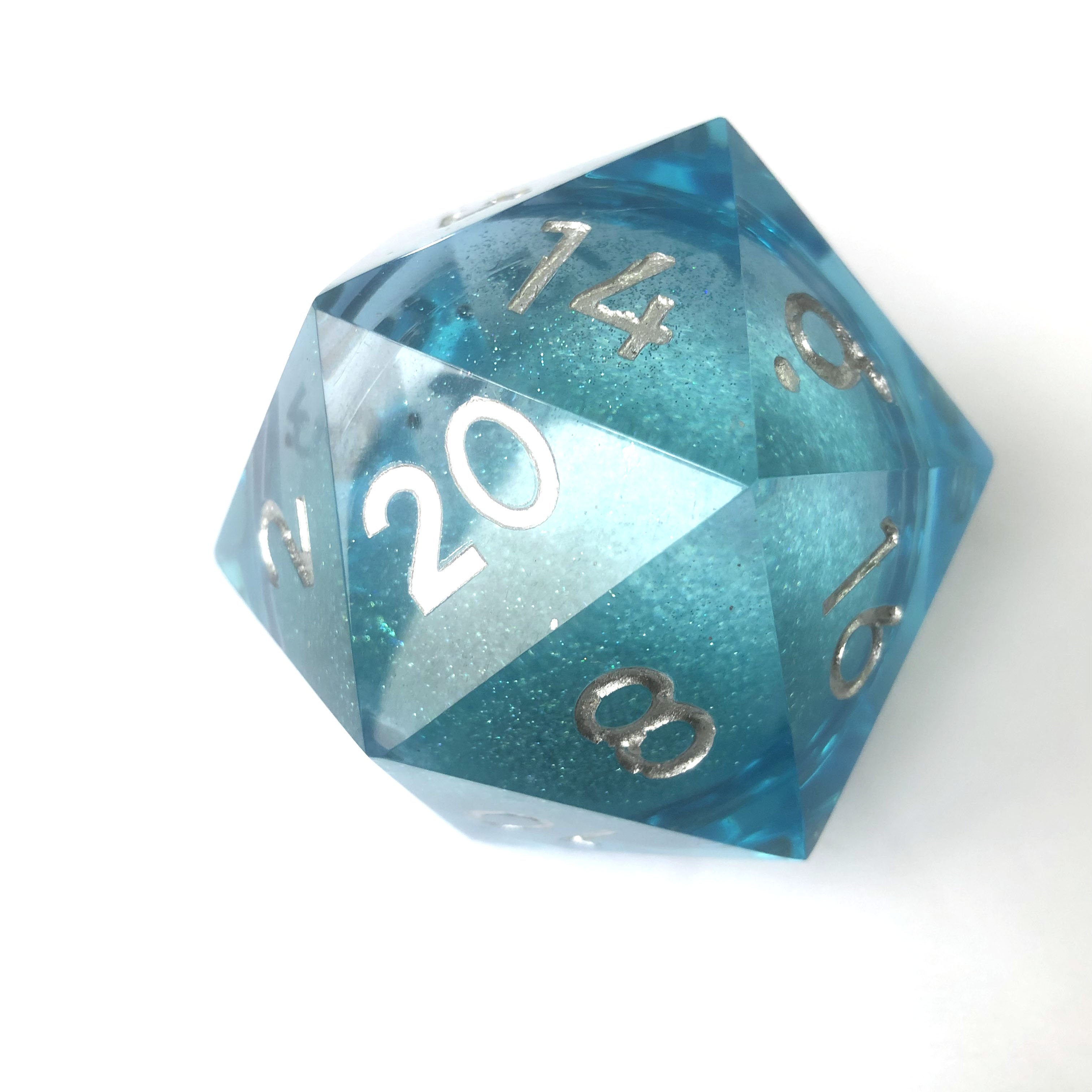 Sharp edge Liquie Core Resin Dice Bule 50mm Single Giant D20 Dice Bulk Dungeons And Dragonsresin Jumbo Dice