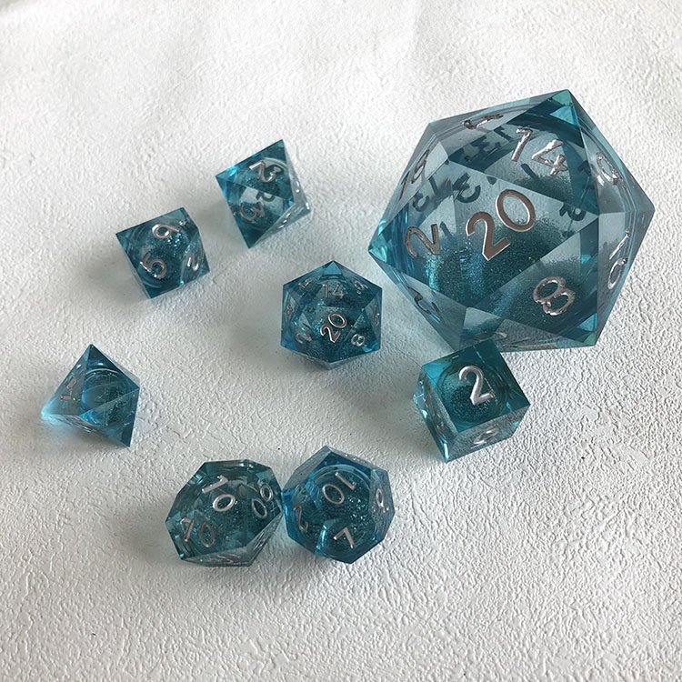 Sharp edge Liquie Core Resin Dice Bule 50mm Single Giant D20 Dice Bulk Dungeons And Dragonsresin Jumbo Dice