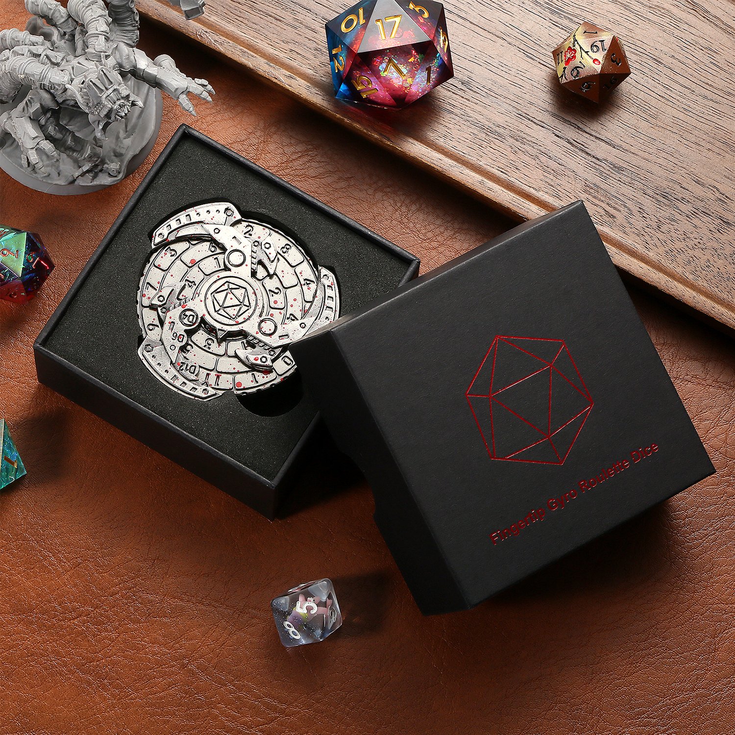 New Design Unique 7-in-1 DND Dice Spinner Dragon Roulette Wheel Dice Spinner all in 1 Revolver Roulette Unusual Dice Set D&D