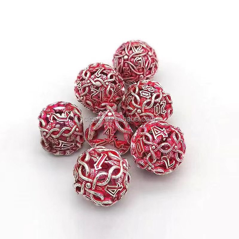 7Pcs Nature Tree Vines Leaf Hollow Metal DND Dice Set D&D for Dungeons and Dragons Polyhedral RPG Role Playing Game Dice