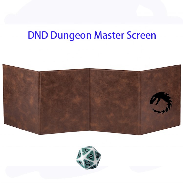 Unique Gifts 4 Panel Laserable Leather DND Dungeon Master Screen Dice RPG Game