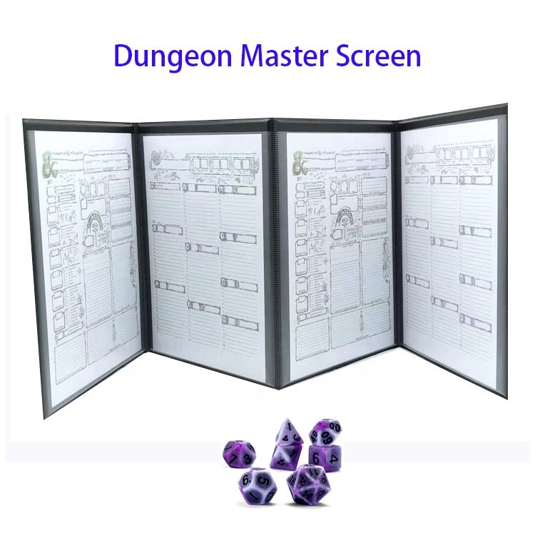 Unique Gifts 4 Panel Laserable Leather DND Dungeon Master Screen Dice RPG Game