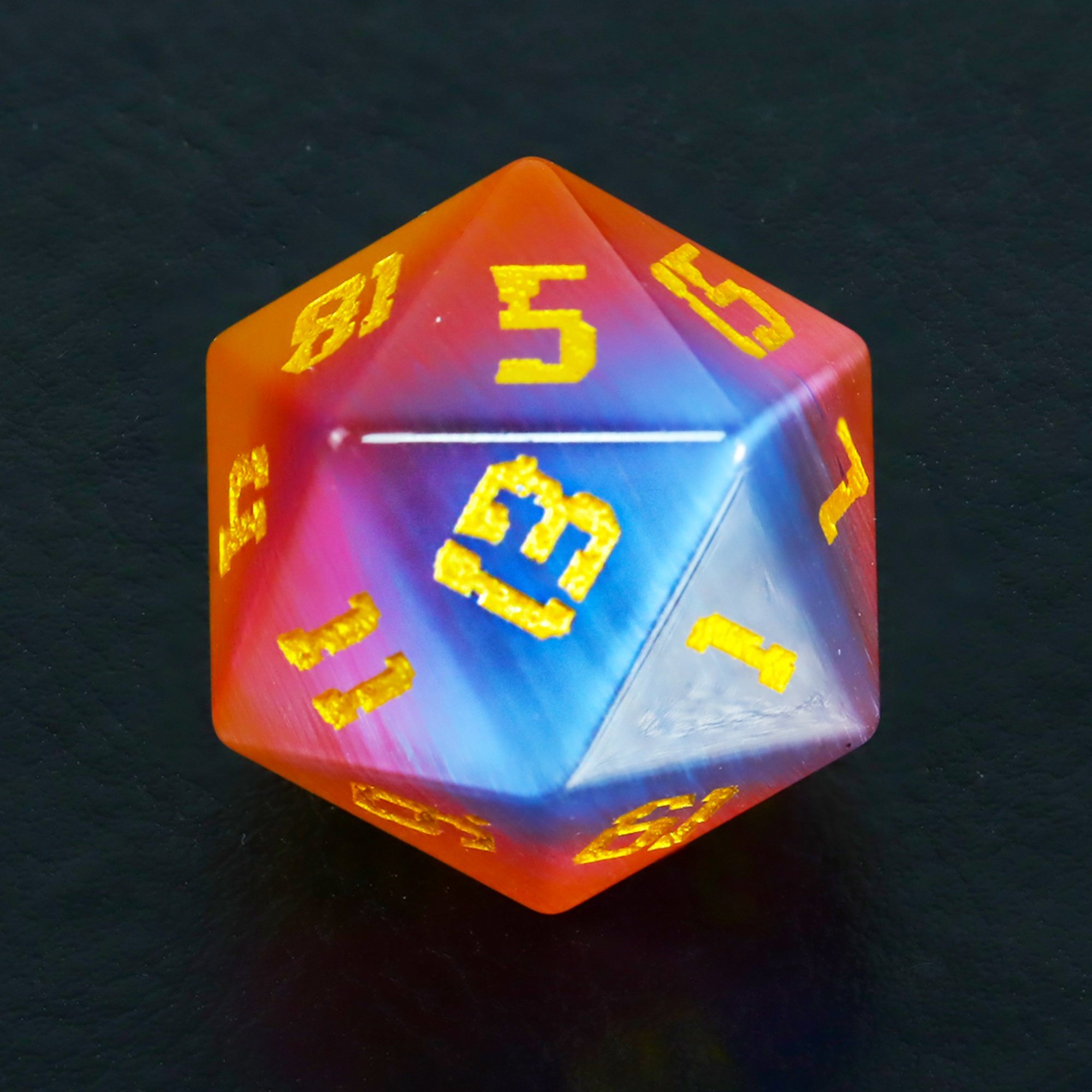 Custom DND Synthetic Gemstone Glass Dice Set Yellow Red Blue Three-Color Cats Eye Dice For Dungeons And Dragons RPG