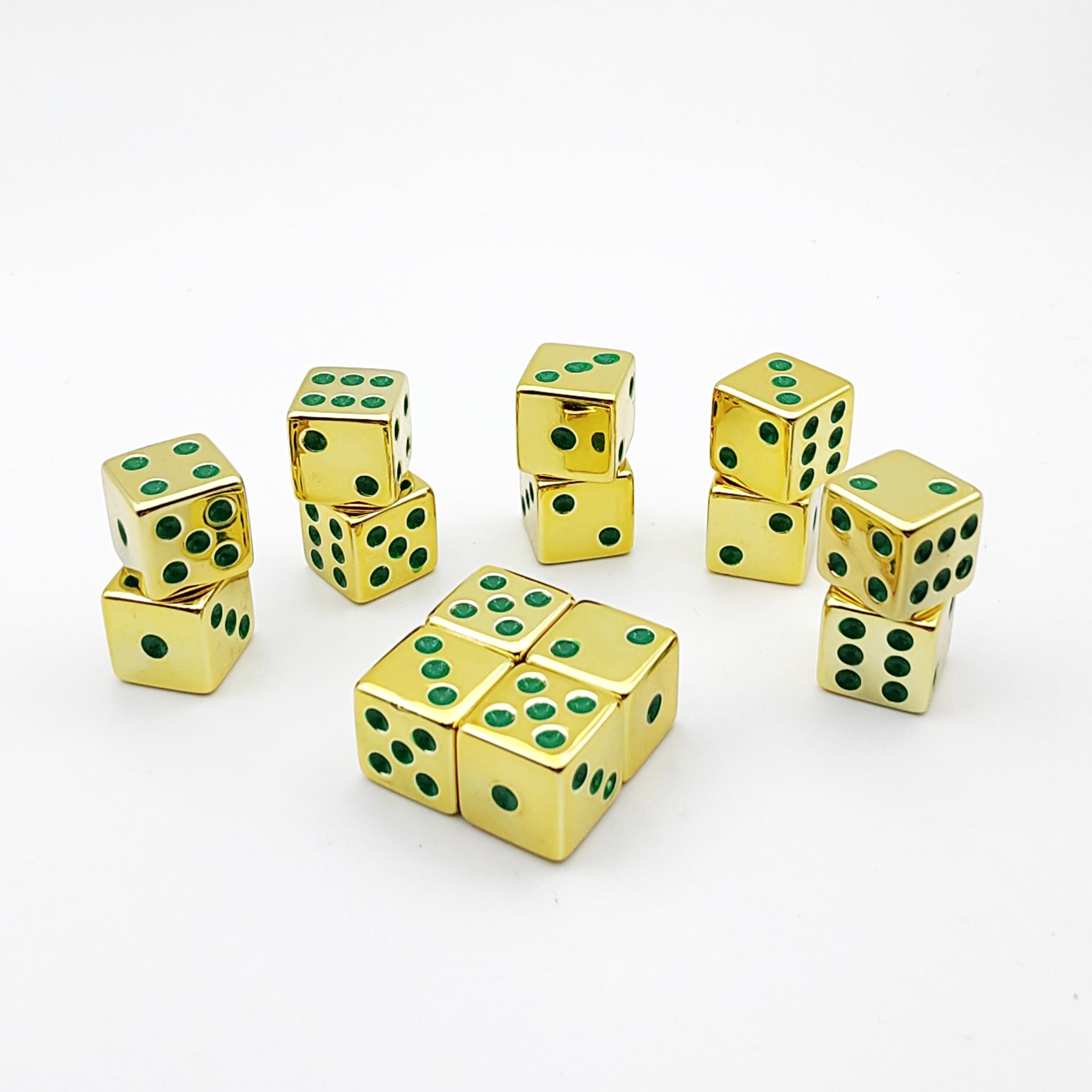 Factory polyhedral high quality hot sale 16mm six sides professional custom design plastic gold plated dice