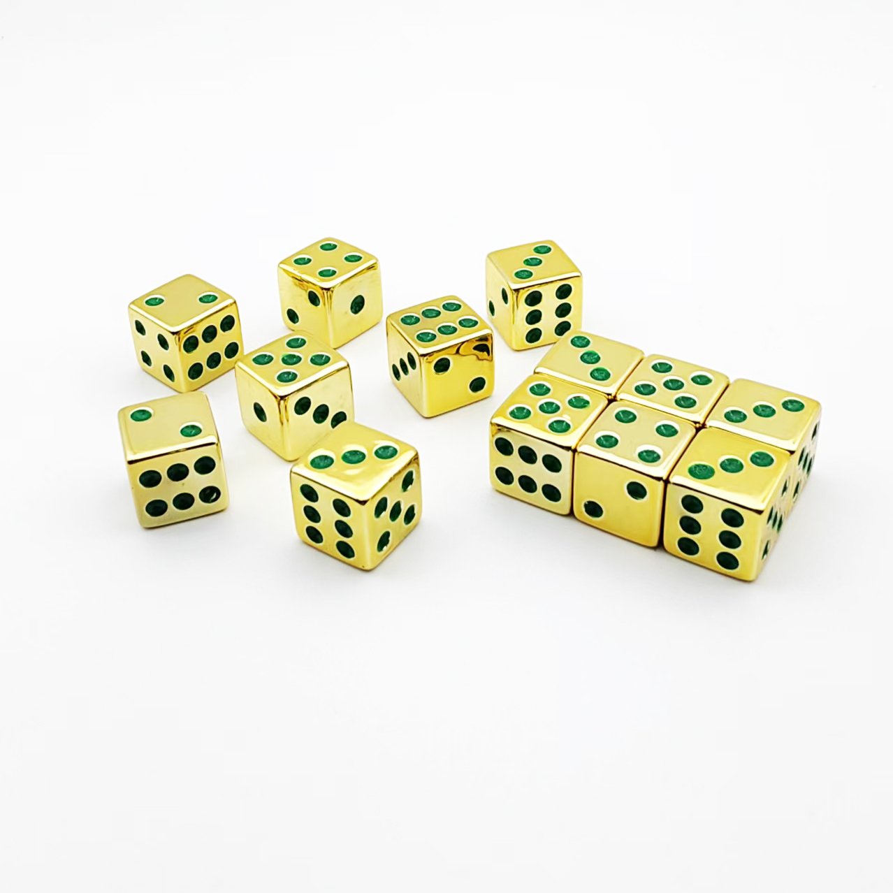 Factory polyhedral high quality hot sale 16mm six sides professional custom design plastic gold plated dice