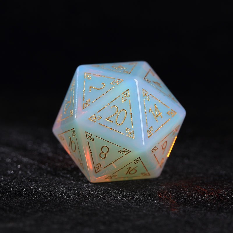 Custom natural opal stone dice set coc dnd wizard TRPG dice