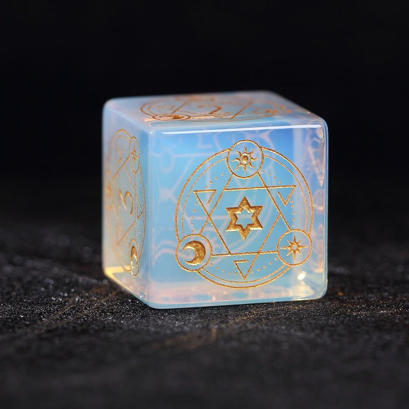 Custom natural opal stone dice set coc dnd wizard TRPG dice
