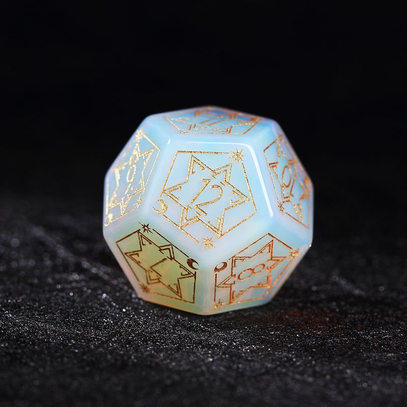 Custom natural opal stone dice set coc dnd wizard TRPG dice