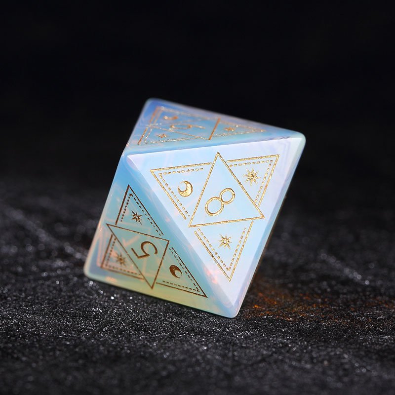 Custom natural opal stone dice set coc dnd wizard TRPG dice