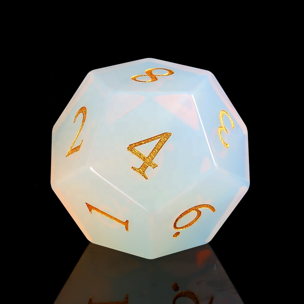 Custom Made Game Dice D12 Dice Artificial White Opal Glass Gem Dice For Table Top Games