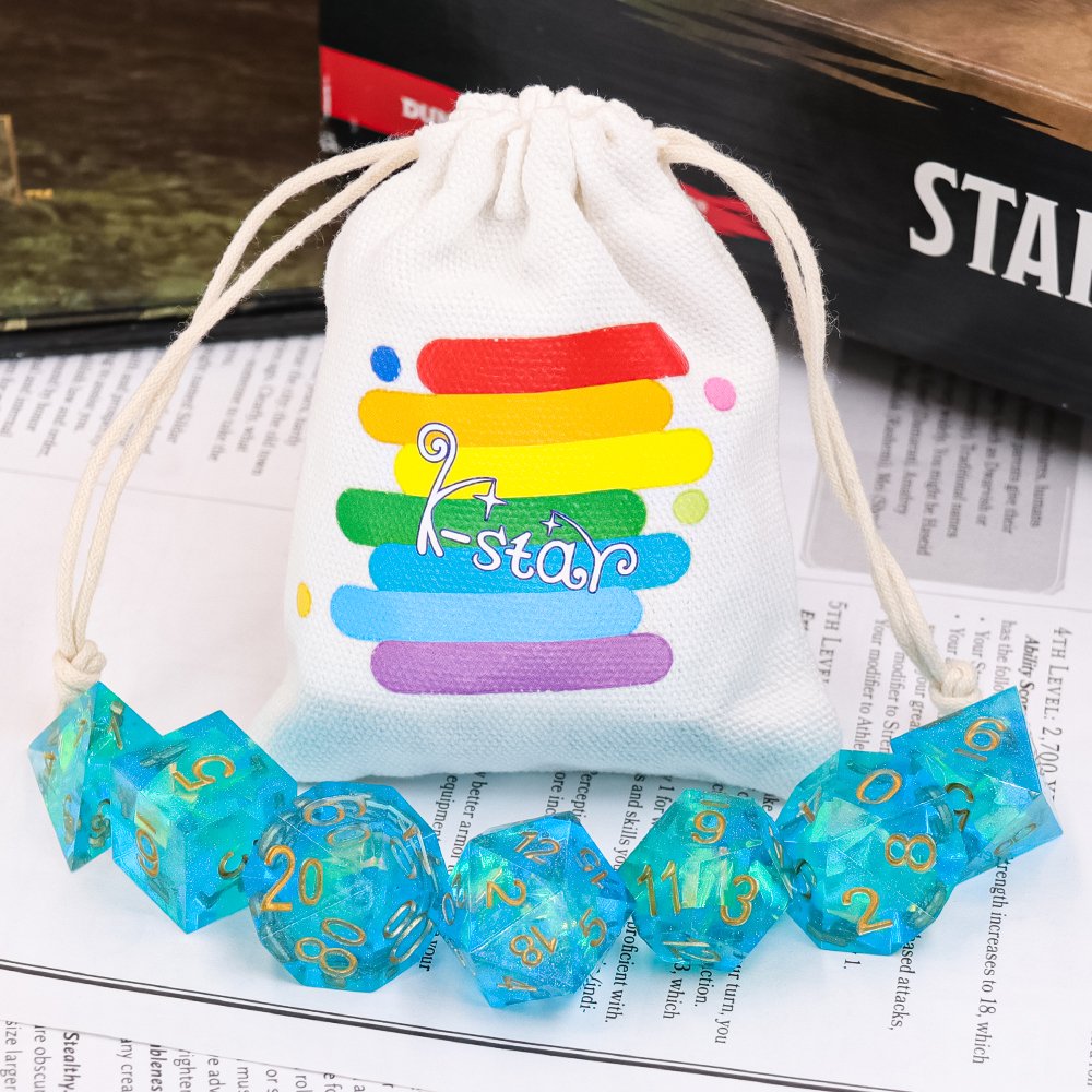 Special New Style D4-D20 Dice Set for Board Game Dungeons and Dragons Sharp Edge Polyhedral in Resin Wood Plastic 16mm Size