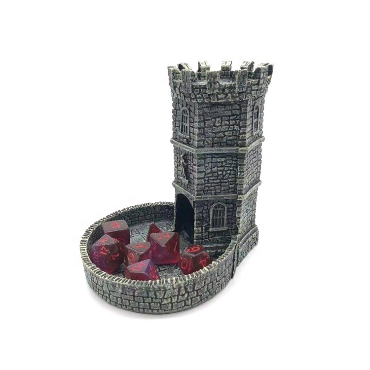 Top Fashion Dungeons and Dragons Retro Style Castle RPG DND resin Dice Tower for Rolling