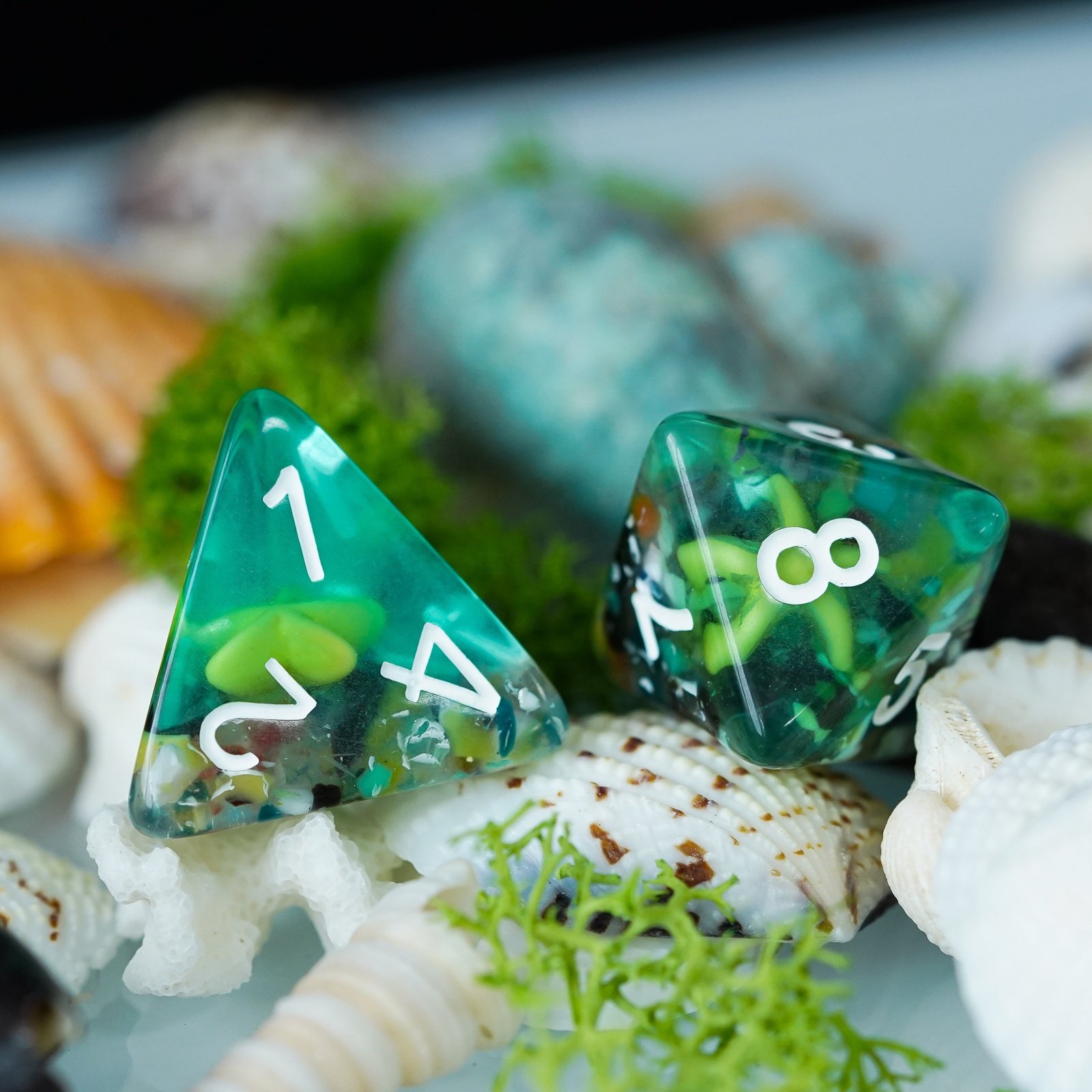 Udixi Resin Plastic Polyhedral RPG Dungeons and Dragons Dice set Crushed stone starfish