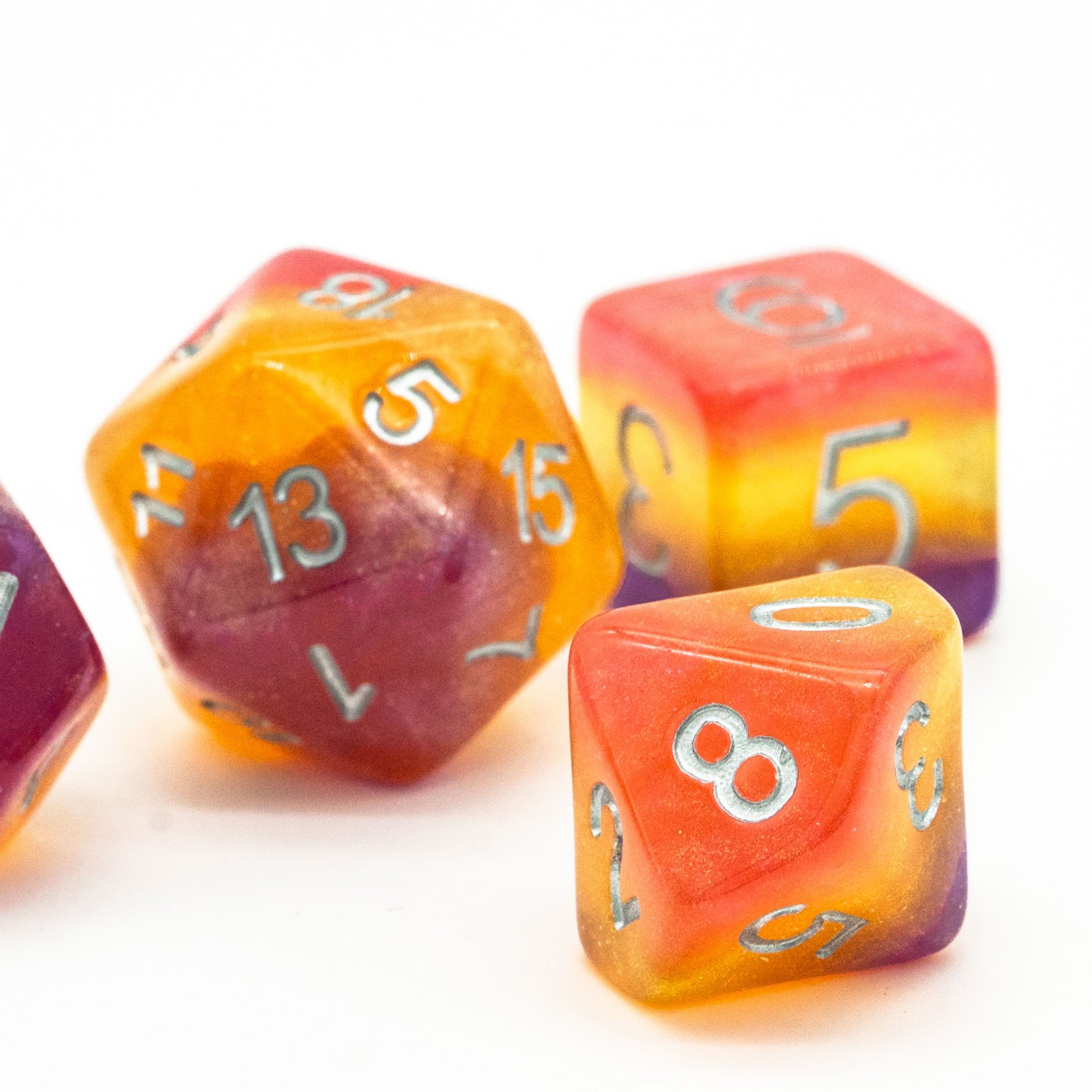 Udixi polyhedral wholesale 16mm dungeons and dragon rpg custom logo resin dice set Multicolor Layer dices