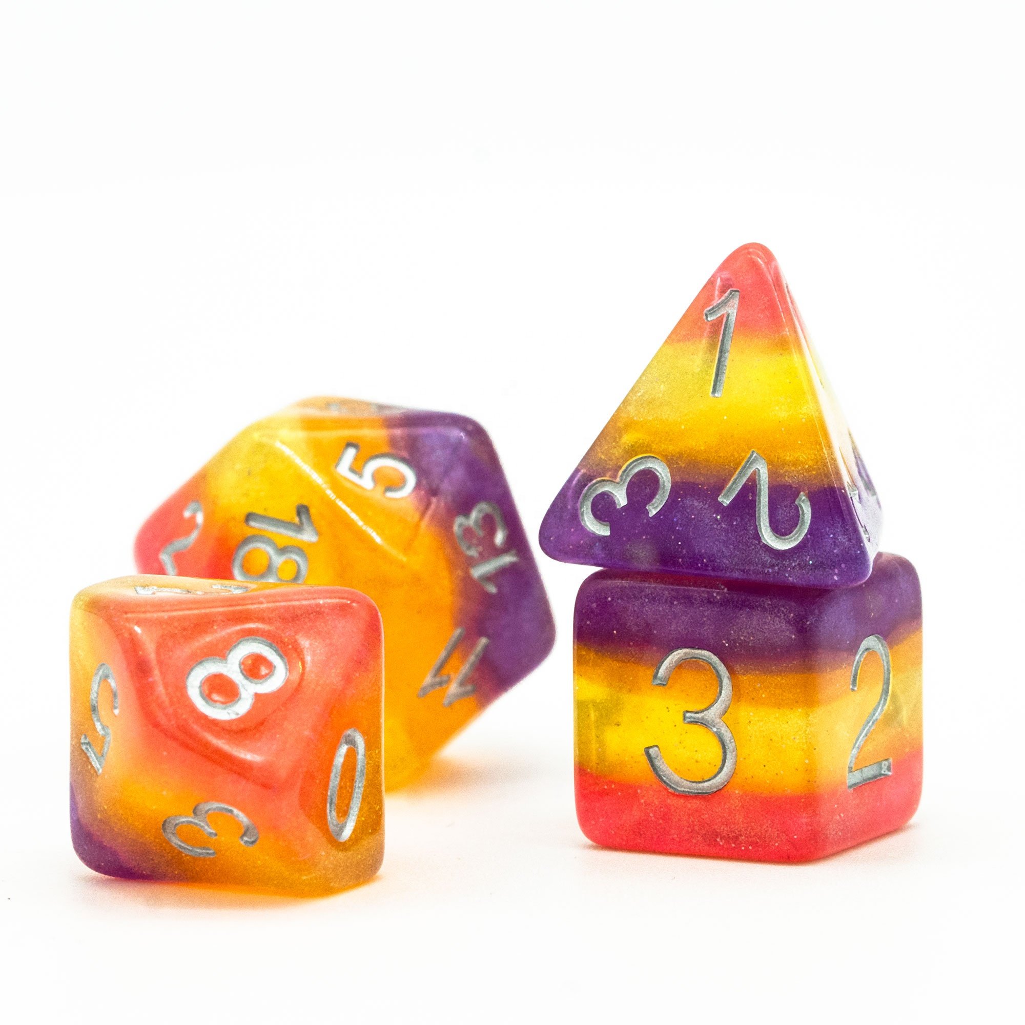 Udixi polyhedral wholesale 16mm dungeons and dragon rpg custom logo resin dice set Multicolor Layer dices