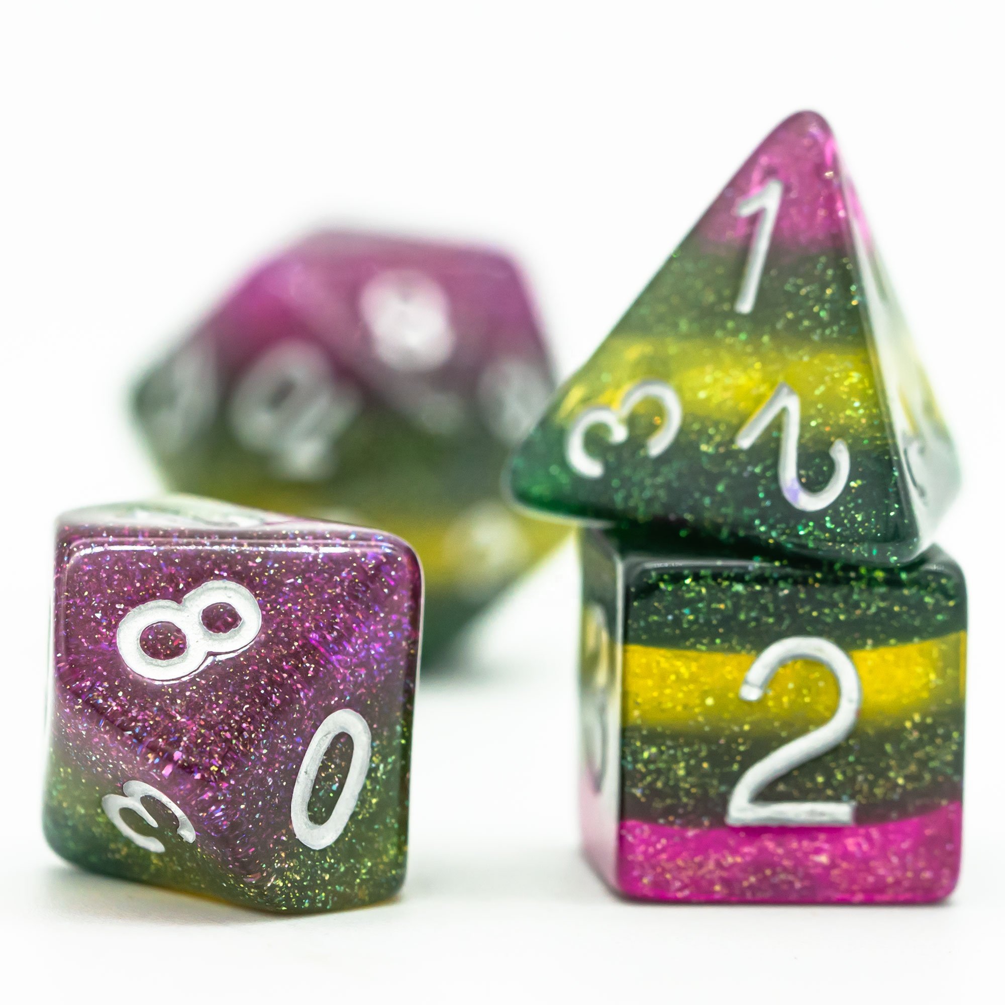 Udixi polyhedral wholesale 16mm dungeons and dragon rpg custom logo resin dice set Multicolor Layer dices