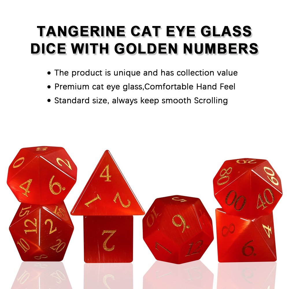 Bulk Order DND Gemstone Dice DND Dice Set Red Cat Eye Glass Dice For Dungeons and Dragons RPG
