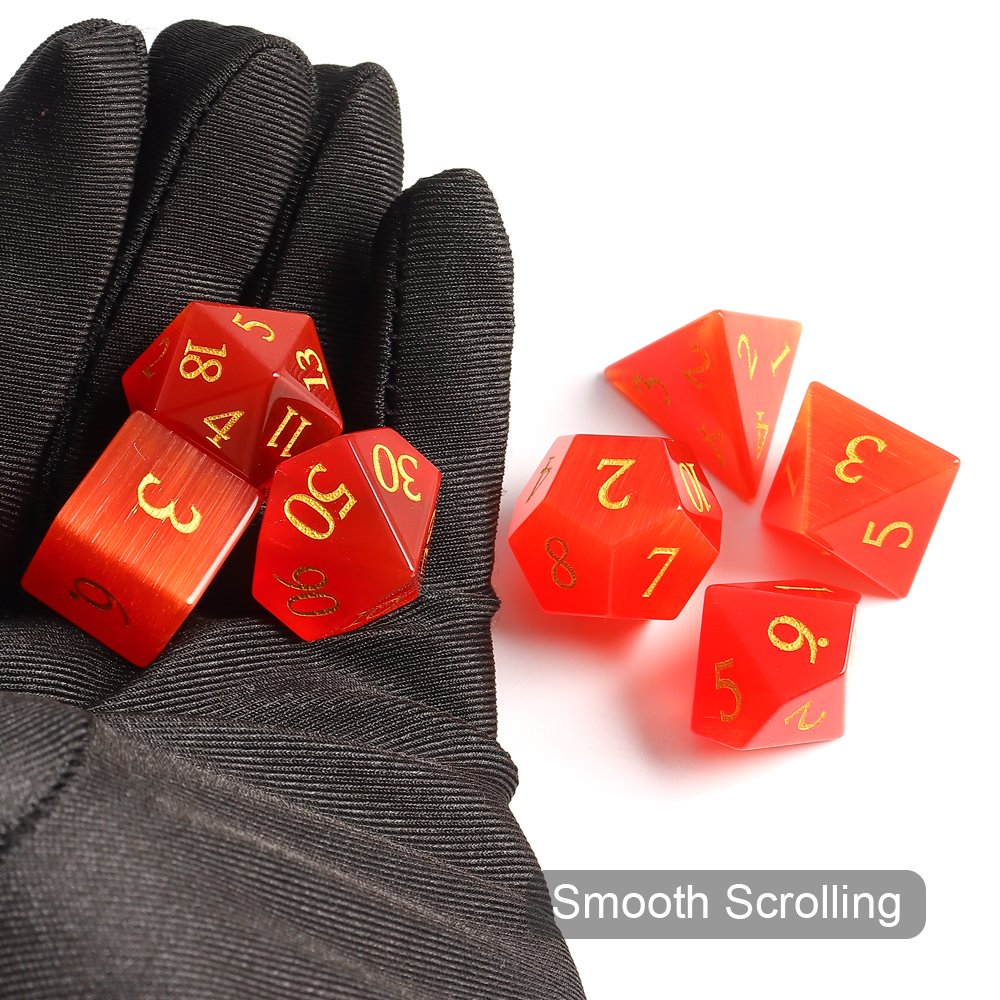 Bulk Order DND Gemstone Dice DND Dice Set Red Cat Eye Glass Dice For Dungeons and Dragons RPG