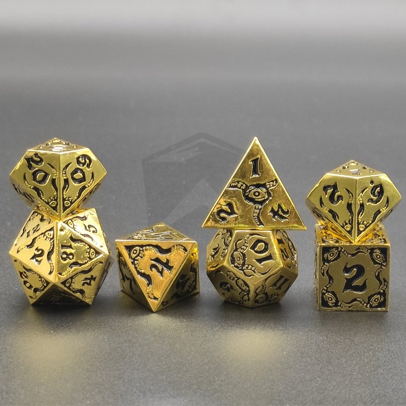 Customized DND Rpg 7pcs Metal Sharp Edge Dice Set Polyhedral Metal Dragon Dice Entertainment Game Dice For D&D Board Game