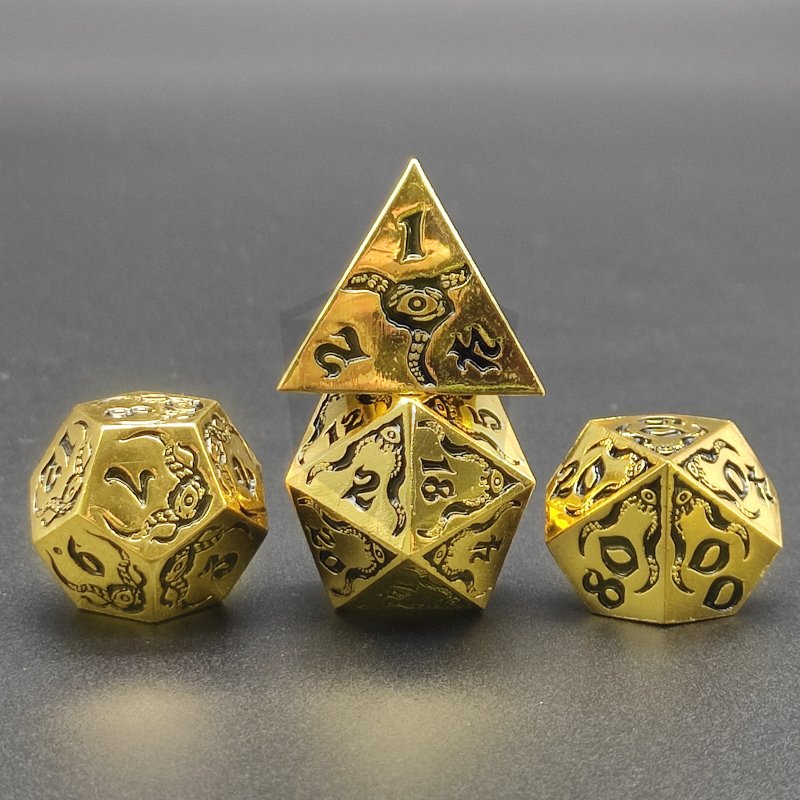 Customized DND Rpg 7pcs Metal Sharp Edge Dice Set Polyhedral Metal Dragon Dice Entertainment Game Dice For D&D Board Game