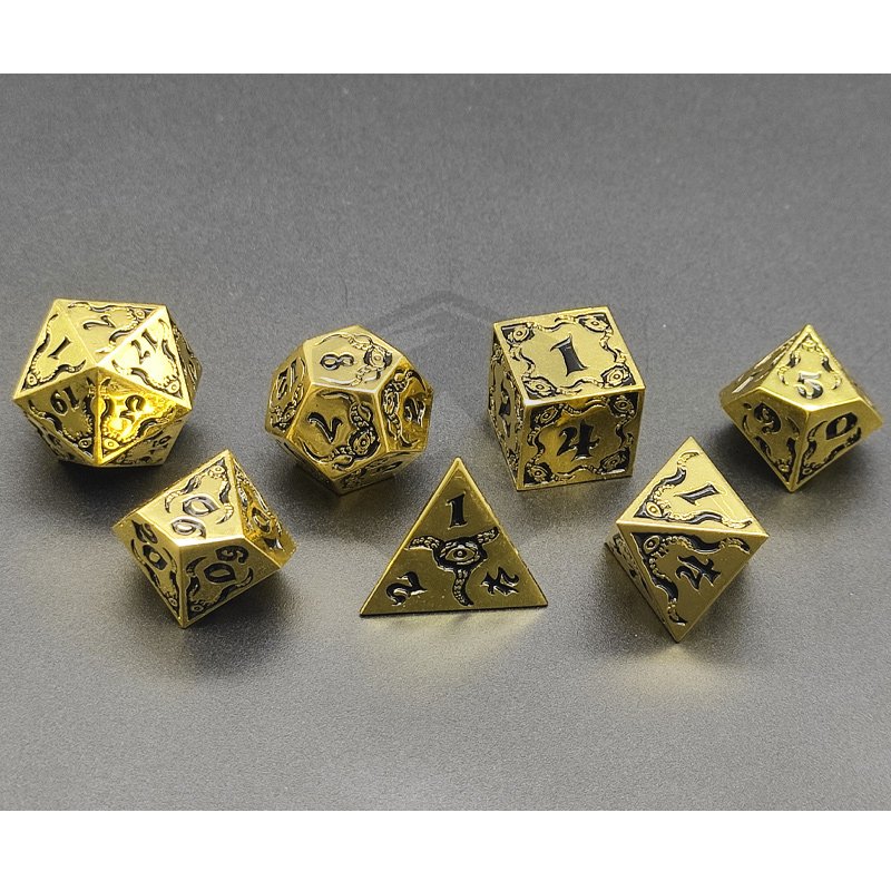 Customized DND Rpg 7pcs Metal Sharp Edge Dice Set Polyhedral Metal Dragon Dice Entertainment Game Dice For D&D Board Game
