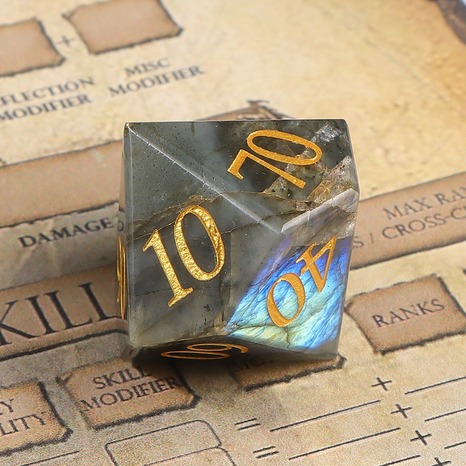 Custom Logo Dice Labradorite Stone Dice DND Natural Stone Polyhedral RPG Dice Sets For Tabletop Games