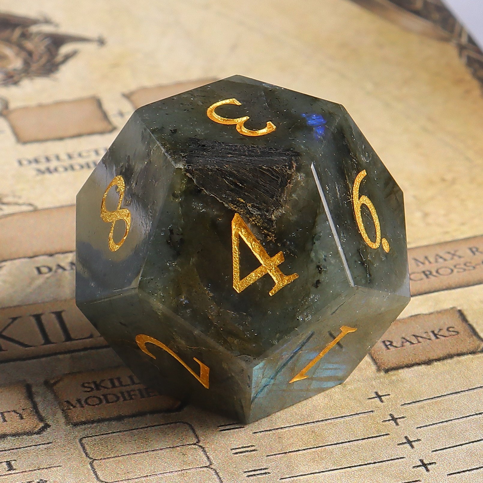 Custom Logo Dice Labradorite Stone Dice DND Natural Stone Polyhedral RPG Dice Sets For Tabletop Games