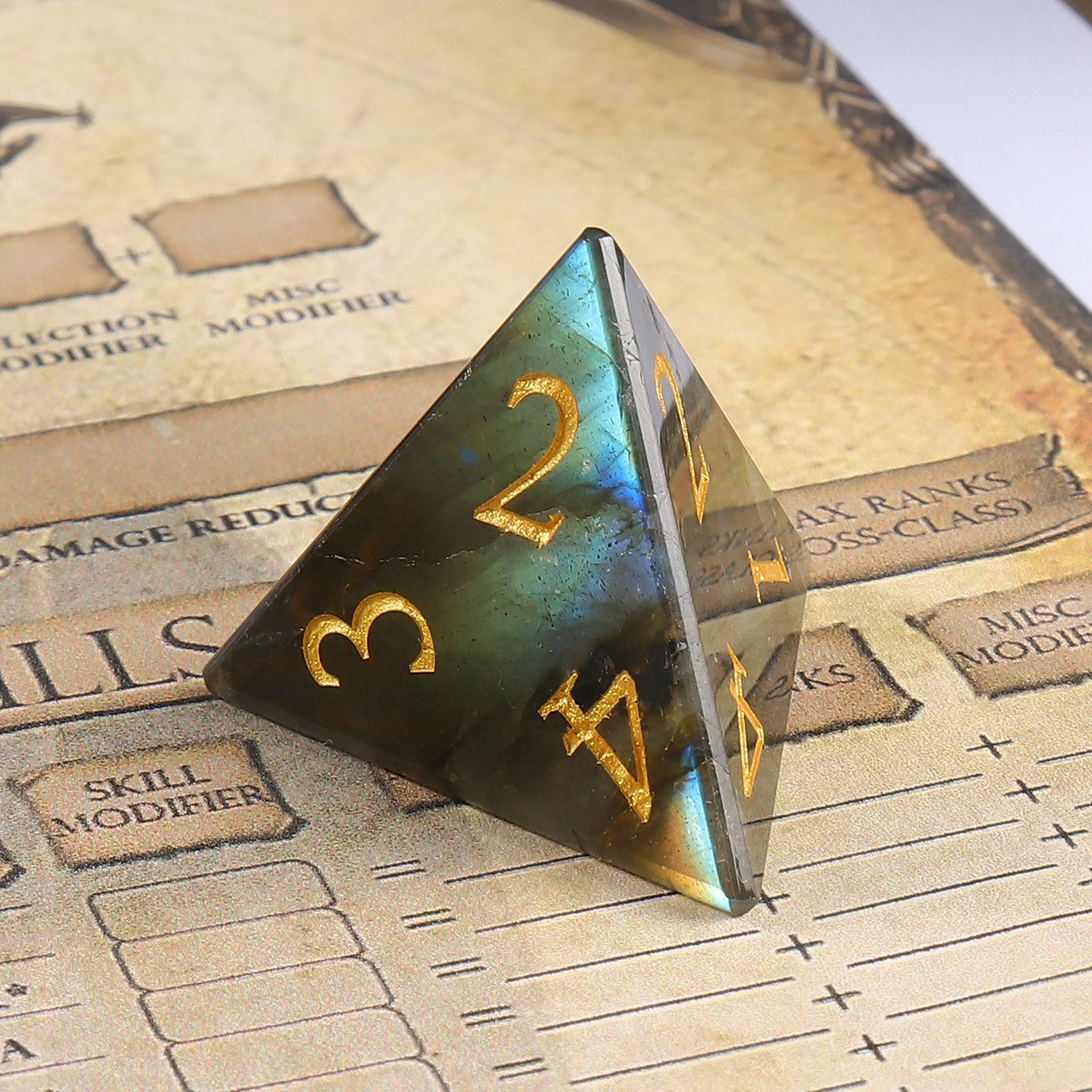 Custom Logo Dice Labradorite Stone Dice DND Natural Stone Polyhedral RPG Dice Sets For Tabletop Games