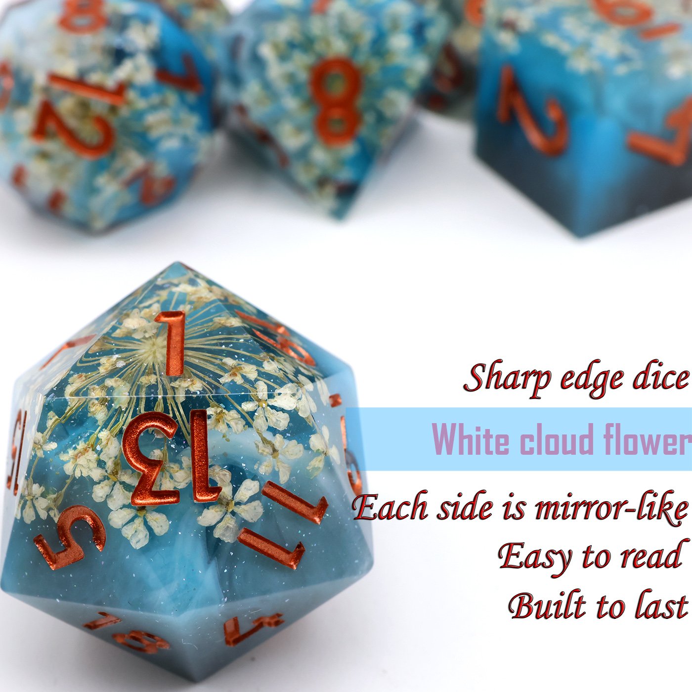 Sharp Edge DND Dice Set Handmade 7 Accessories Dice for TTRPG Games,Multi-Sided RPG Polyhedral Resin Roleplaying Games Dice