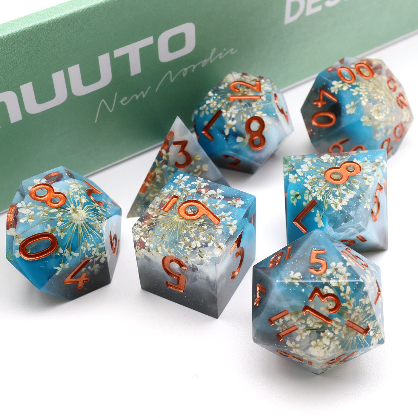 Sharp Edge DND Dice Set Handmade 7 Accessories Dice for TTRPG Games,Multi-Sided RPG Polyhedral Resin Roleplaying Games Dice