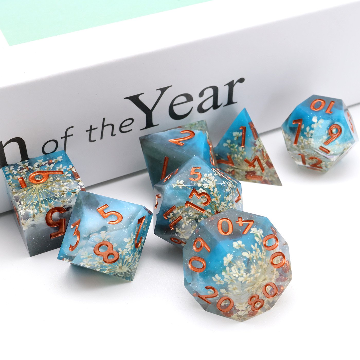 Sharp Edge DND Dice Set Handmade 7 Accessories Dice for TTRPG Games,Multi-Sided RPG Polyhedral Resin Roleplaying Games Dice
