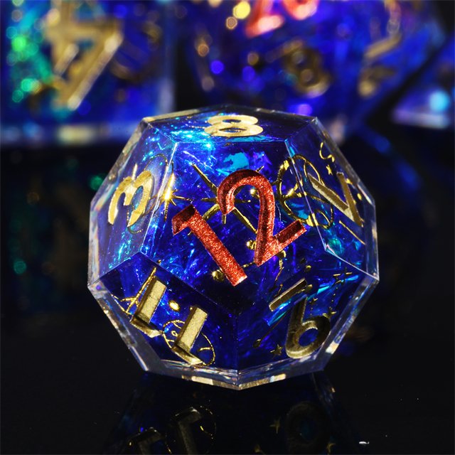 MINI PLANET Handmade Resin Polyhedral RPG Dice Set Custom Designed Dragon and Dungeon Wholesale Sharp Edge
