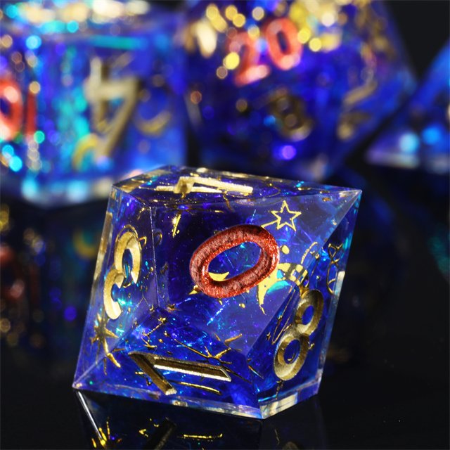 MINI PLANET Handmade Resin Polyhedral RPG Dice Set Custom Designed Dragon and Dungeon Wholesale Sharp Edge