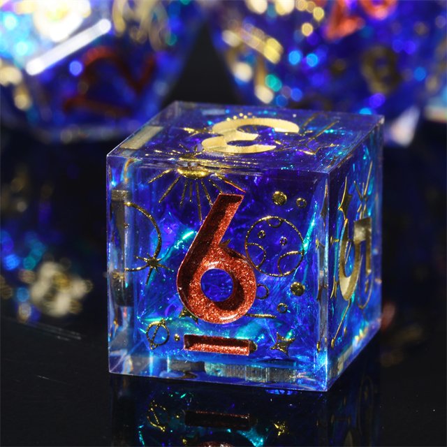 MINI PLANET Handmade Resin Polyhedral RPG Dice Set Custom Designed Dragon and Dungeon Wholesale Sharp Edge