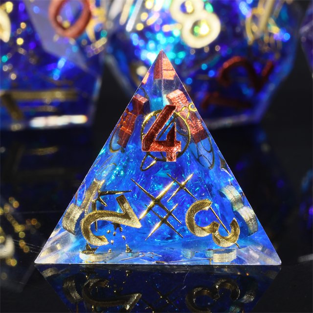 MINI PLANET Handmade Resin Polyhedral RPG Dice Set Custom Designed Dragon and Dungeon Wholesale Sharp Edge