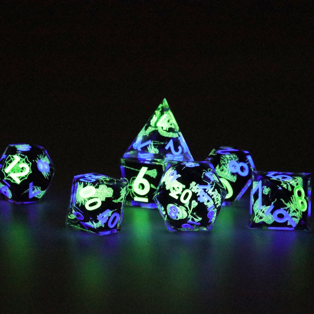 MINI PLANET Pumpkin Spider Christmas Stickers DND Dice Set Wholesale Custom Resin Dice For TRPG Board Game Sharp Polyhedral Dice
