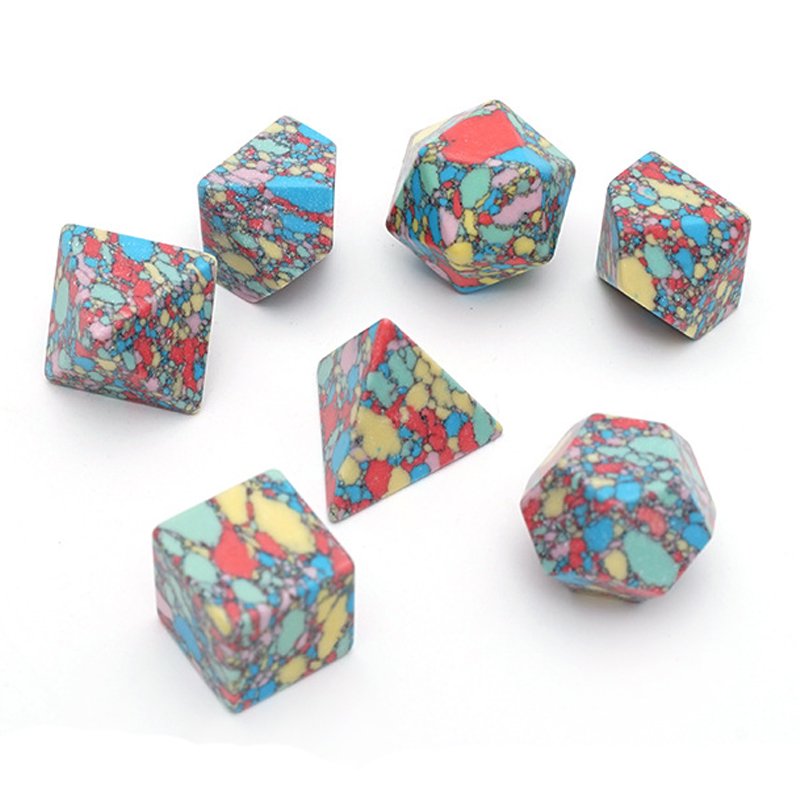 Wholesale Custom Dungeons and Dragons DND RPG Board Game Dice Polyhedral Artificial Colorful Turquoise Gemstone Dice Set