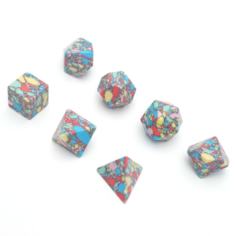 Wholesale Custom Dungeons and Dragons DND RPG Board Game Dice Polyhedral Artificial Colorful Turquoise Gemstone Dice Set