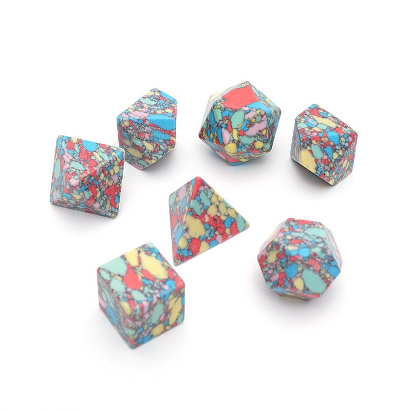 Wholesale Custom Dungeons and Dragons DND RPG Board Game Dice Polyhedral Artificial Colorful Turquoise Gemstone Dice Set