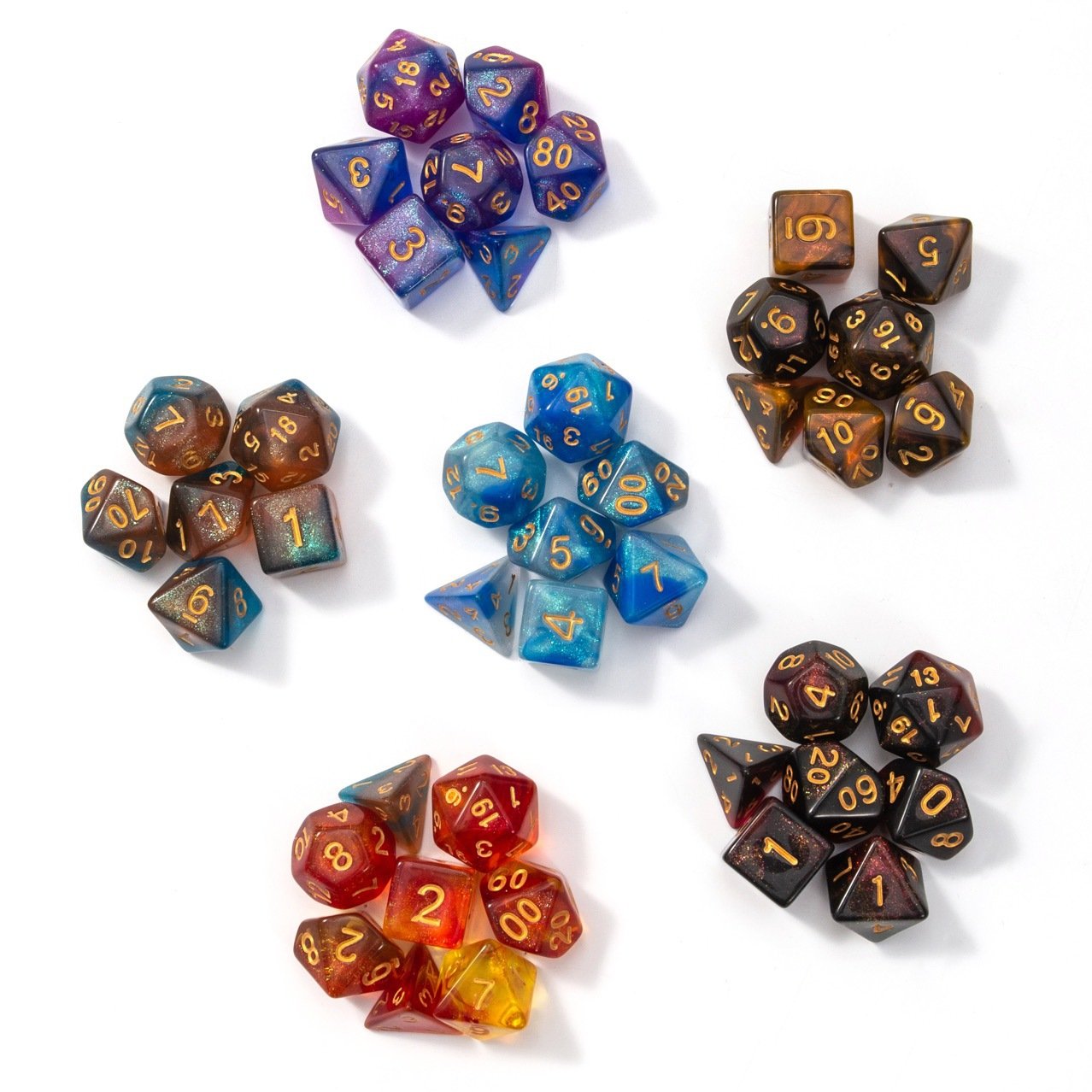 New 7 Pcs Set Digital Dices Double Colors Polyhedral Games Dice for D20 D12 D10 D8 D6 D4 Entertainment Table Gaming