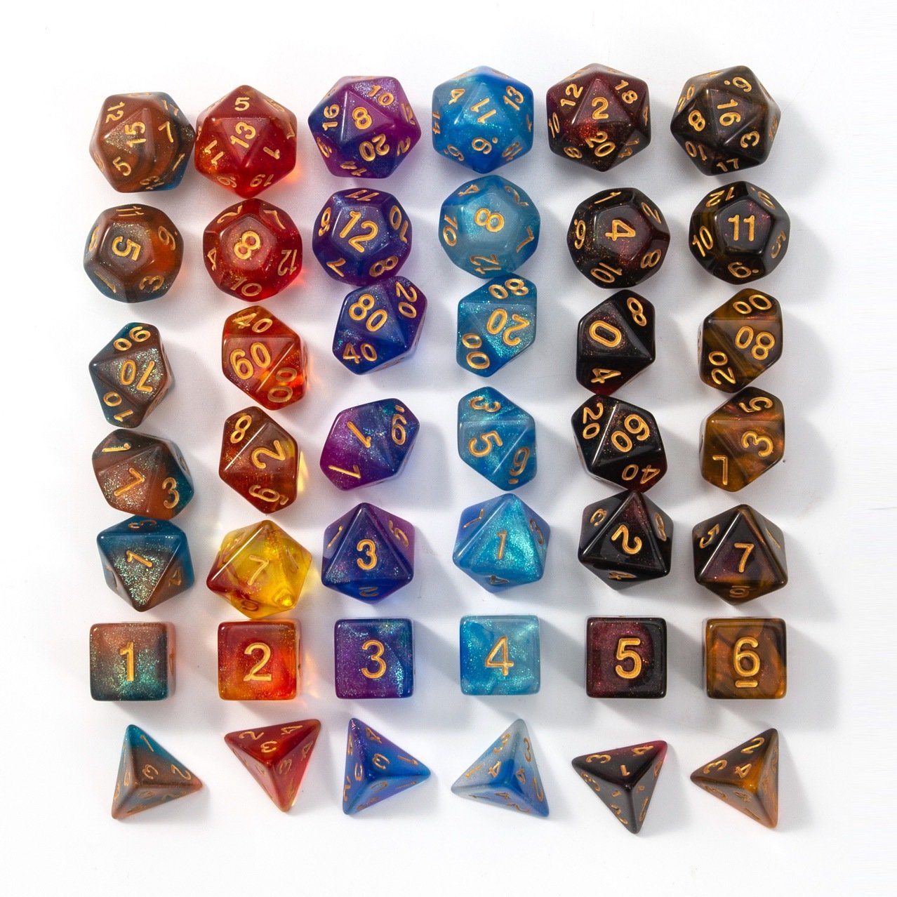 New 7 Pcs Set Digital Dices Double Colors Polyhedral Games Dice for D20 D12 D10 D8 D6 D4 Entertainment Table Gaming