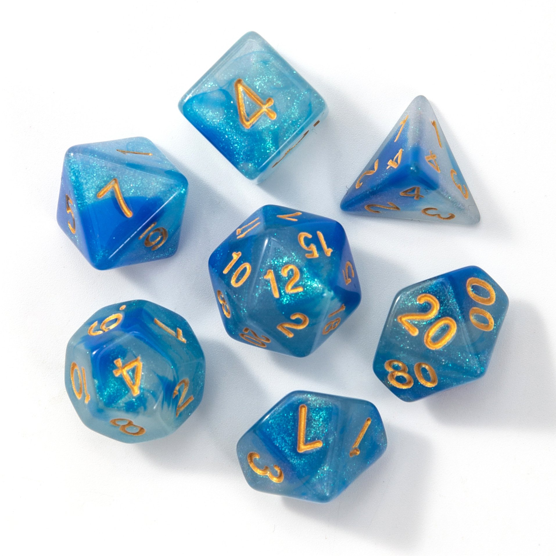 New 7 Pcs Set Digital Dices Double Colors Polyhedral Games Dice for D20 D12 D10 D8 D6 D4 Entertainment Table Gaming