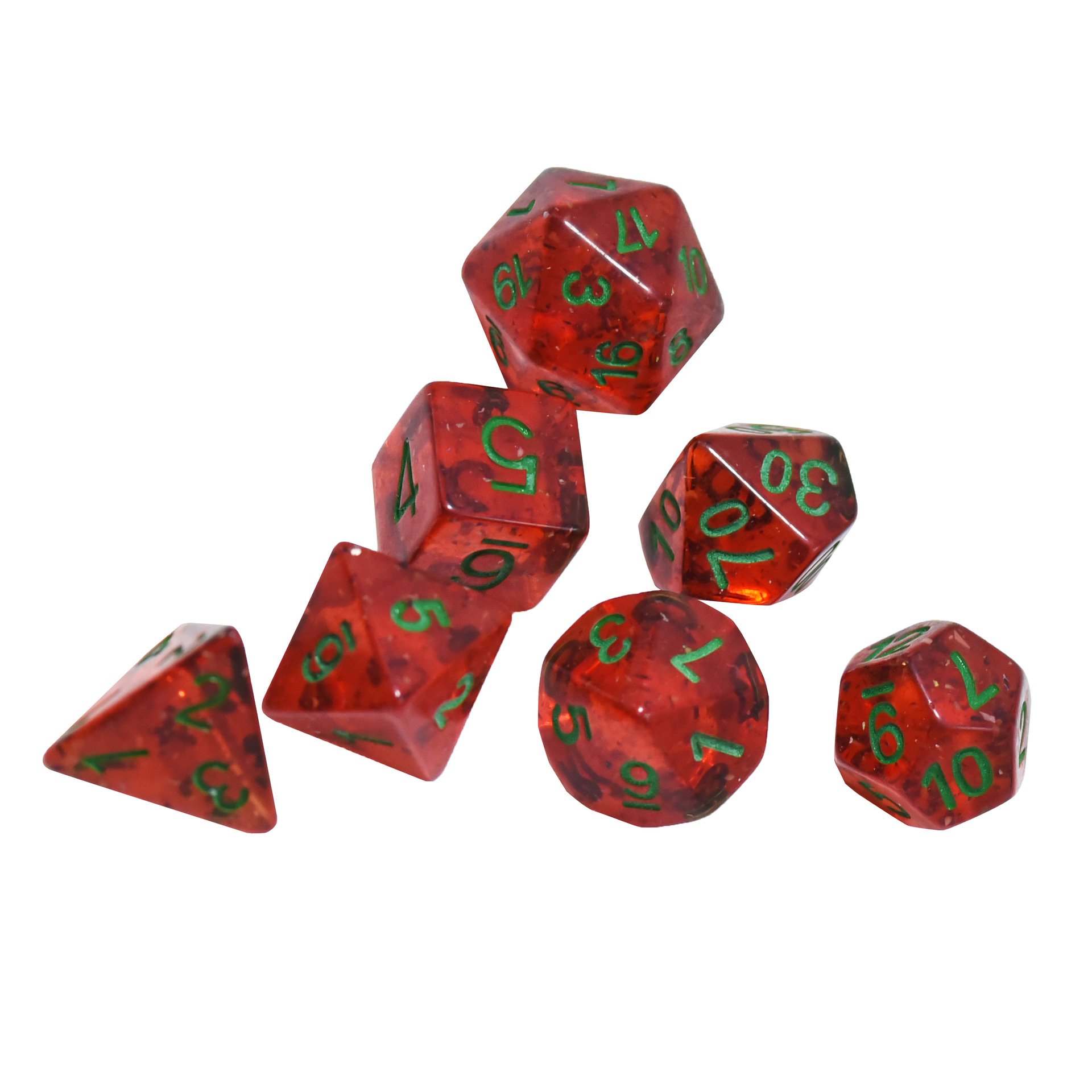 High Quality Red Multi-colored Dnd Rpg Dnd Dice Set Custom Polyhedron Game Dice Board Game 7pcs Acrylic Dice Set