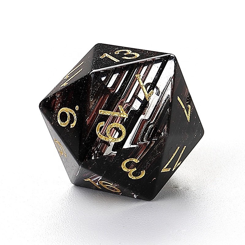 Factory wholesale Black striped glass zircon gemstone dice set for DND Dungeons and Dragons RPG Game